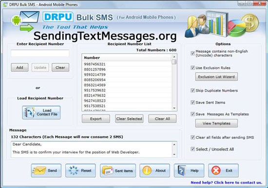Send Text Message Software screenshot