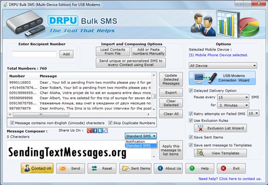 USB Modem SMS Sending Software 9.2.1.0 full