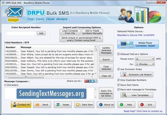 Blackberry Text Messaging Software screenshot