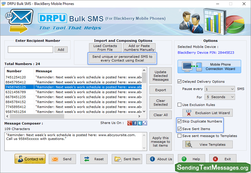 Bulk SMS BlackBerry Send Bulk SMS