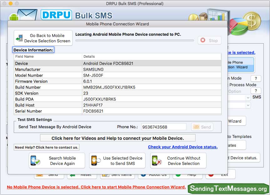 Mobile Phone Conditions Wizard Device Information