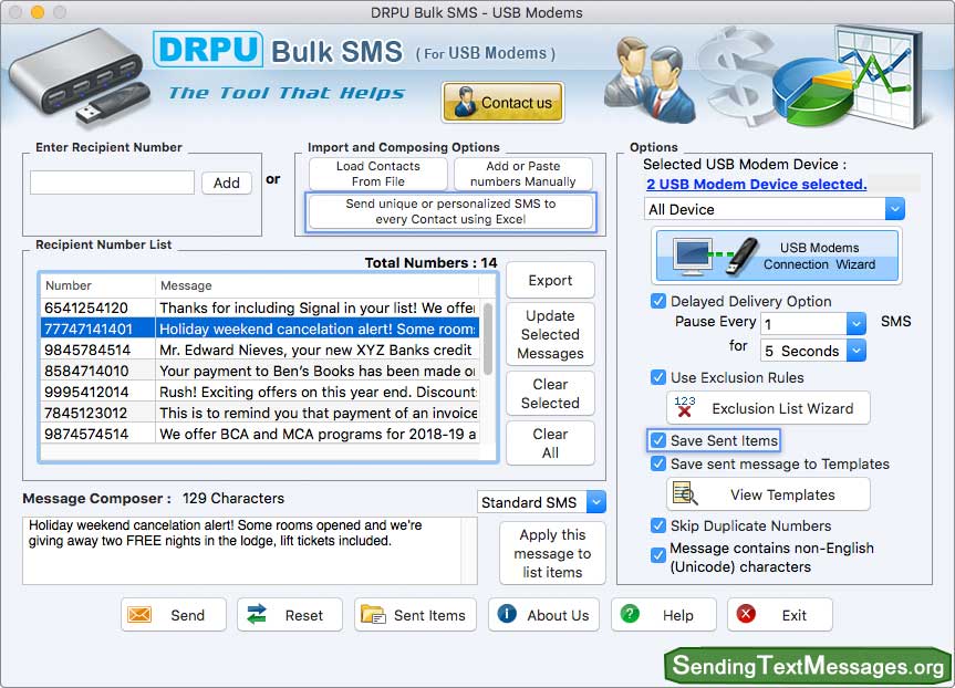 Mac Bulk SMS Software for USB Modems